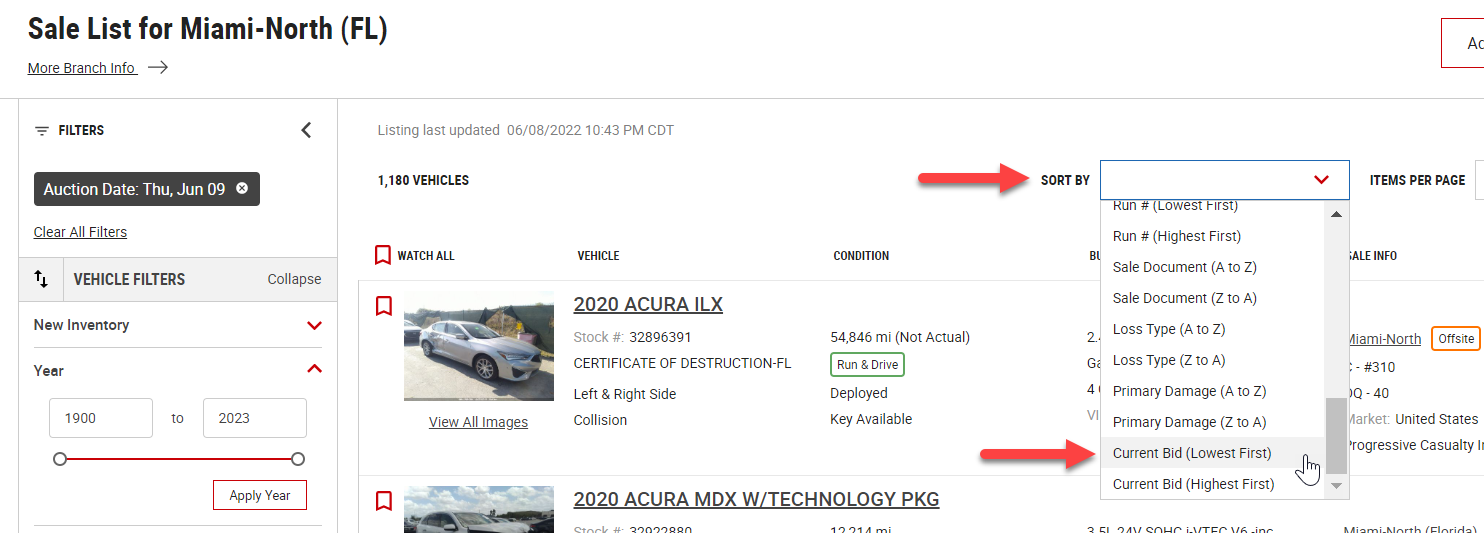 IAA Sale List Page - New Features & Enhancements